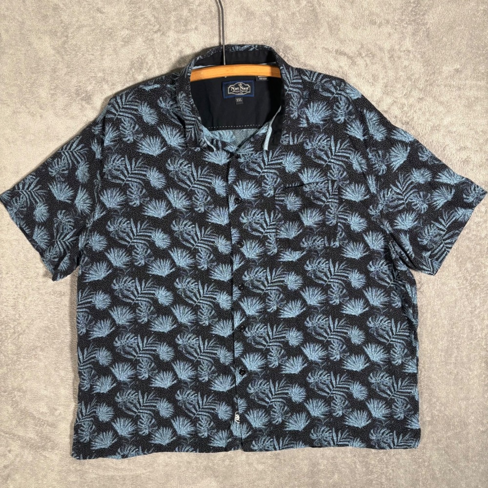 Nat Nast Luxury Originals Mens XXL Silk Cotton Tropical Palm Button Down Shirt